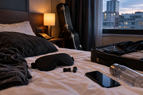 Gezellige hotelkamer met reisspullen